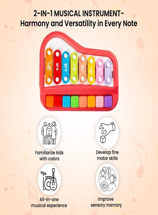 IXWQ 8 Tone Xylophone Learning Toys Kids Educational Playing 2 in 1 Colorful Plastic Piano with 6 Pieces of Scores and Sticks Musical Keyboard Preschool Instruments for Baby Girls Boys(Multicolored) - Image 3